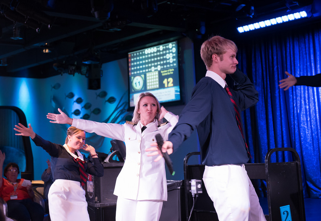 B11 - The cruise staff has a special dance during Bingo for B11.  Natalie the Cruise Director even jumped in on the dance!